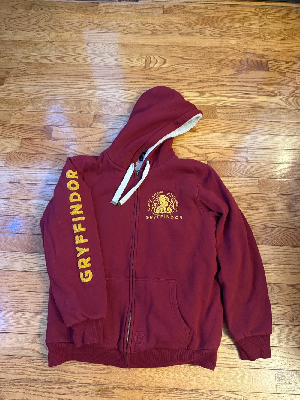 Official Harry Potter Gryffindor Sherpa lined Unisex Hoodie. Zip up, pockets